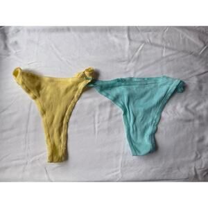 NWOT Vintage Kura Size M Ribbed Cotton G-String Thong Panty Set 2-Pack